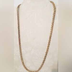 Vintage Necklace Gold Tone Braided Chain‎  24 Inches